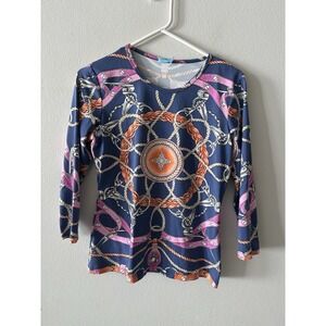 J.McLaughlin Signature Catalina Cloth Equestrian Rope Belt Shirt Royal Blue Smal